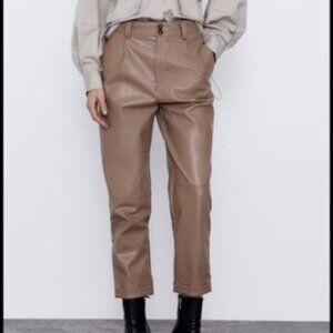 High Waist Faux Leather Trousers